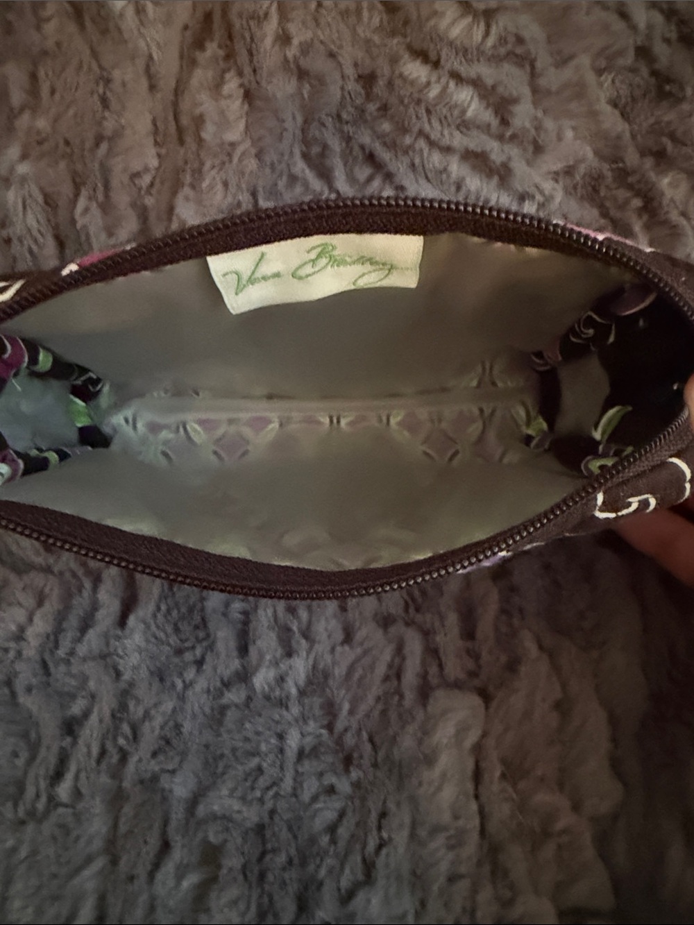 Vera Bradley Quilted Floral Cosmetic Wristlet in Black, Pink, Purple & Green - Picture 3 of 7
